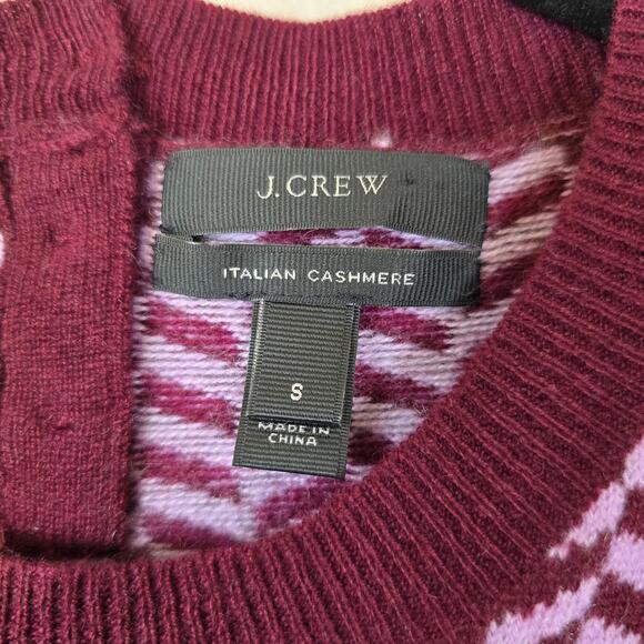 J.Crew Collection Cashmere Sweater Women's S Burgundy Herringbone Preppy Classic - Picture 4 of 12